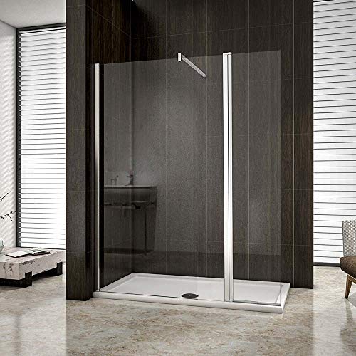 AICA paroi de douche pivotante 100x200cm+40x200cm paroi latérale à l'italienne avec un retour