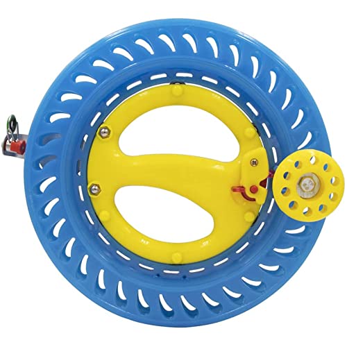 9KM DWLIFE 凧糸巻きリール 22cm(直径) ロック式 ABSプラスチック 凧揚げ カイト用 凧ラインワインダー 凧糸ホイール タコ/イカ糸巻き機 ボビン巻 ハンドリール 手釣り 船釣り イエロー&ブルー 大人用 子供用