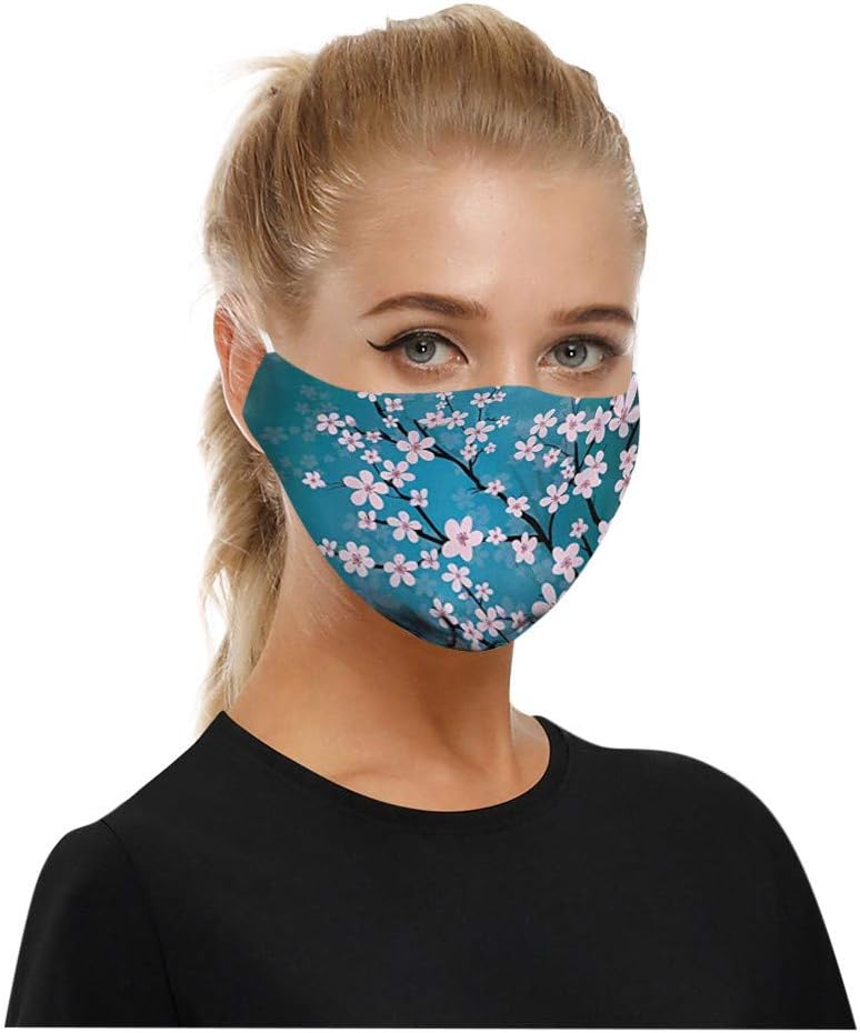 5PCS Bandana Face Reusable Dust Cloth Protection Washable Elastic String Cover Cycling Motorcycle Half Fashion Cotton Fabric Breathable Rewashable Re-Useable Scarf