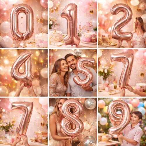 Image of Wanna Party Numerical 8 Rose Gold Balloon for Birthday and Anniversary Party | Number Foil (40inch)
