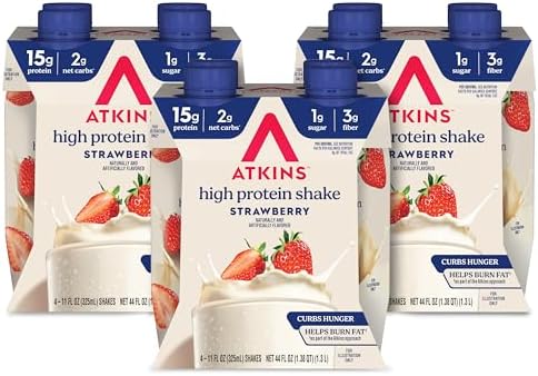 Atkins Strawberry Flavored High Protein Shake, 12 Count