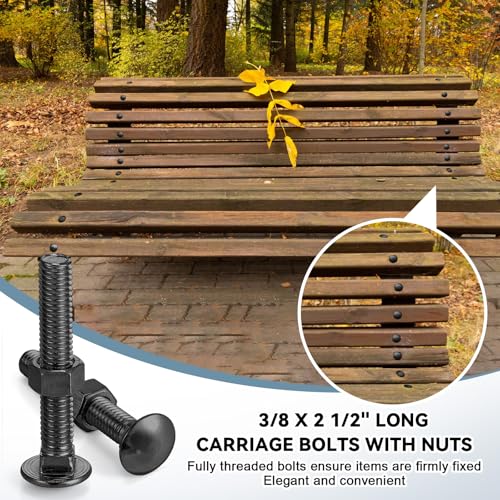 Image of Yaocom 1 Pack 3 /8 x 3 1 /2 inch Long Carriage Bolts with Nuts, Galvanized Steel (Black)