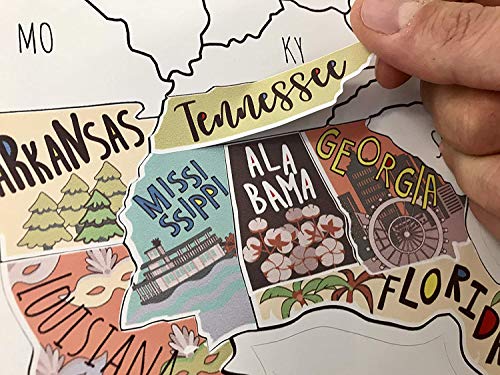 Image of RV State Sticker Travel Map of The United States | 50 States Stickers of US | States Visited Vinyl Decal Bumper Sticker for RVs | USA Tracker for Camper Trailer Accessories