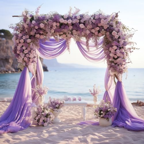 Wokceer Wedding Arch Draping Fabric Backdrop 3 Panels, Lavender Purple by Wokceer - Used condition - Image 3