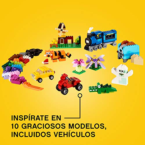 LEGO 10696 Classic Caja de Ladrillos Creativos Mediana con Base Verde, Coches y Animales, Juguete para Construir para Niños de 4 Años o Más