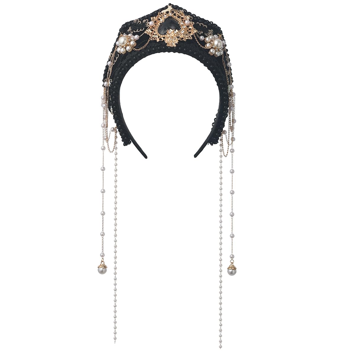 Anne Boleyn Headband Elizabethan Victorian Royal Coronet Hood Tiara Hat Medieval Renaissance Tudor Queen Headpiece for Women