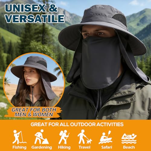 Image of Wide Brim Sun Bucket Hat, Waterproof Boonie Hat for Men & Women | UPF 50+ UV Protection, Adjustable Fit, Chin Strap & Sweatband, Foldable Durable for Fishing Hiking Garden Beach
