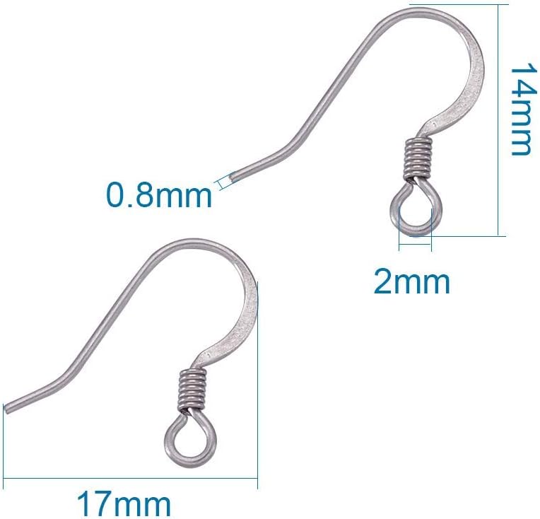KISSITTY 200Pcs Stainless Steel French Earring Hooks with Coil Hypoallergenic 14x17mm Fish Ear Wires with 2mm Loop for DIY Dangle Earring Making - Image 5