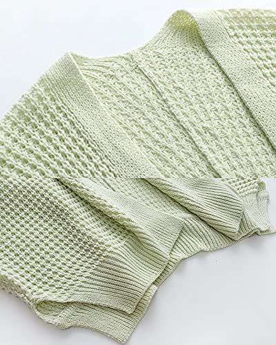 Image of Women's Waffle Cardigan Ribbed Cuffs Open Front Knit Sweater Batwing Long Sleeve Casual Loose Chunky Coat Outwear