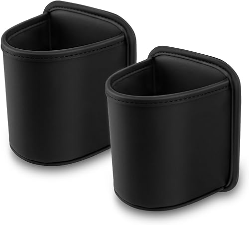 Paquete de 2 portavasos con clip para la puerta del automóvil, organizador de asiento automotriz para bebidas extra, soporte para café, cuero