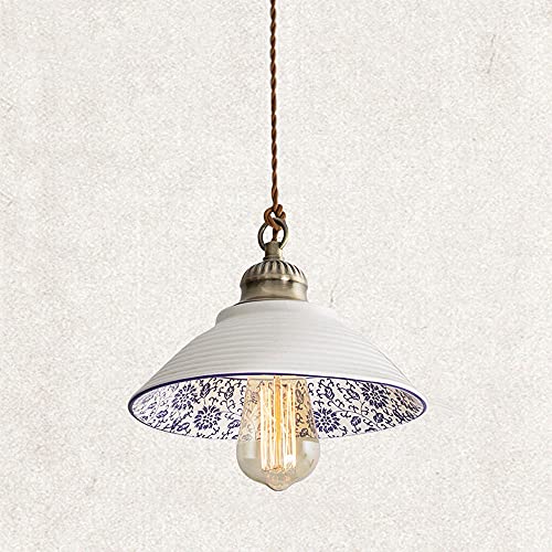 Chandelier céramique bleu blanc pour remplacer un éclairage de chambre terne