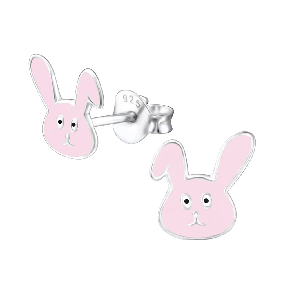 Orecchini a bottone in argento Sterling simpatico animale in cristallo