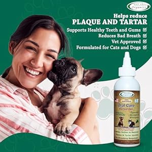 Dog breath freshener herbal dog  cat dental gel 4oz  oral care gel for dogs and cats soften and remove plaque  tartar no brush oral gel for cats teeth and gums herbal gel   cucciolini doodles