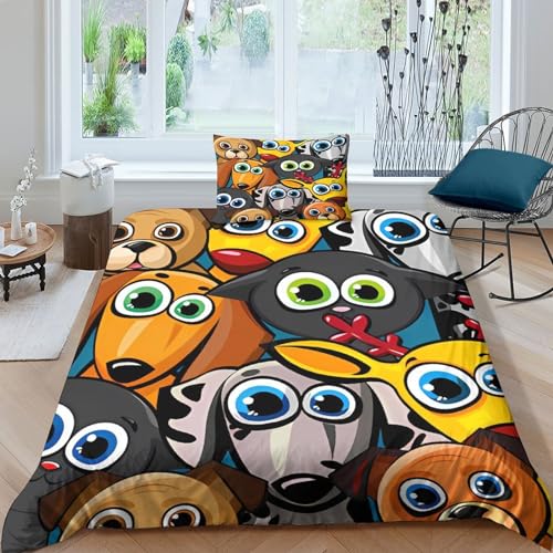 Parure de lit chien 3D en microfibre premium housse de couette single 135x200cm durable