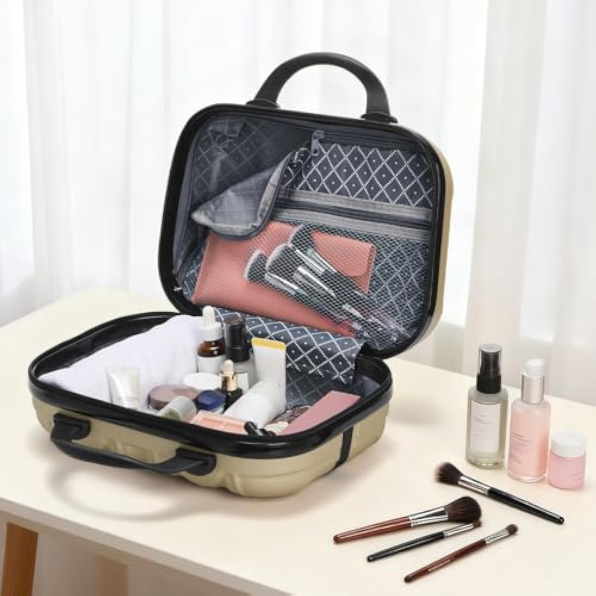 Hard Shell Makeup Travel Case, Portable Cosmetic Organizer