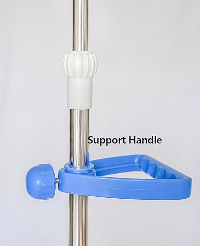 Miniatura 8 de IV Soporte de piso para hospital y cuidado del hogar, acero inoxidable, mango extraíble, altura ajustable (2)
