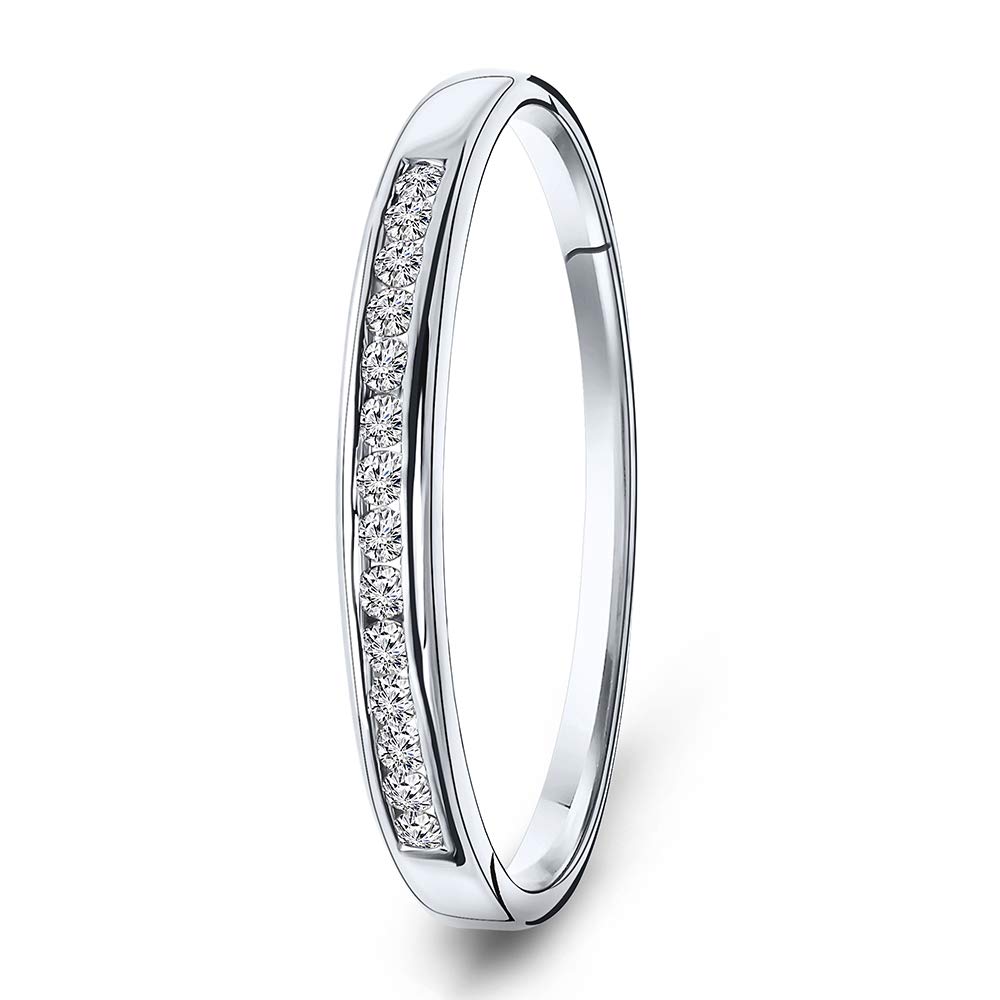 MIORE anillo de compromiso para mujer con diamantes brillantes de 0,10 quilates en oro amarillo/oro blanco 18 K 750 anillo eternidad