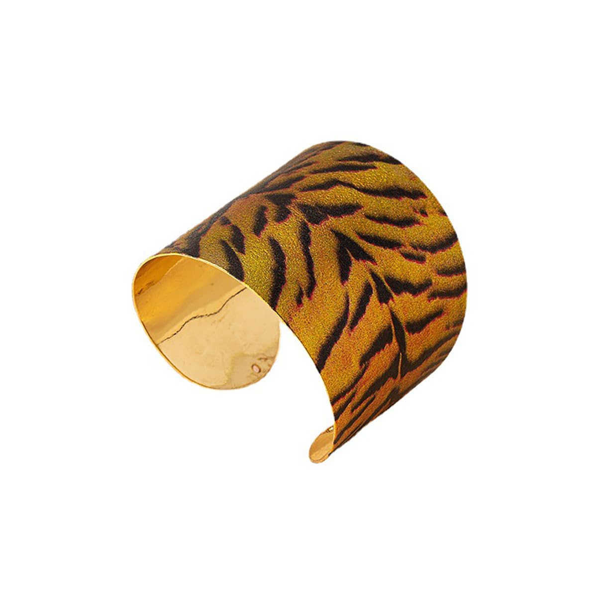 MarveBard Leopard Print Cuff Bracelet for Women Vintage Bohemian Leopards Print Bracelet Personality Adjustable Open Statement Bangle Bold Metal Wide