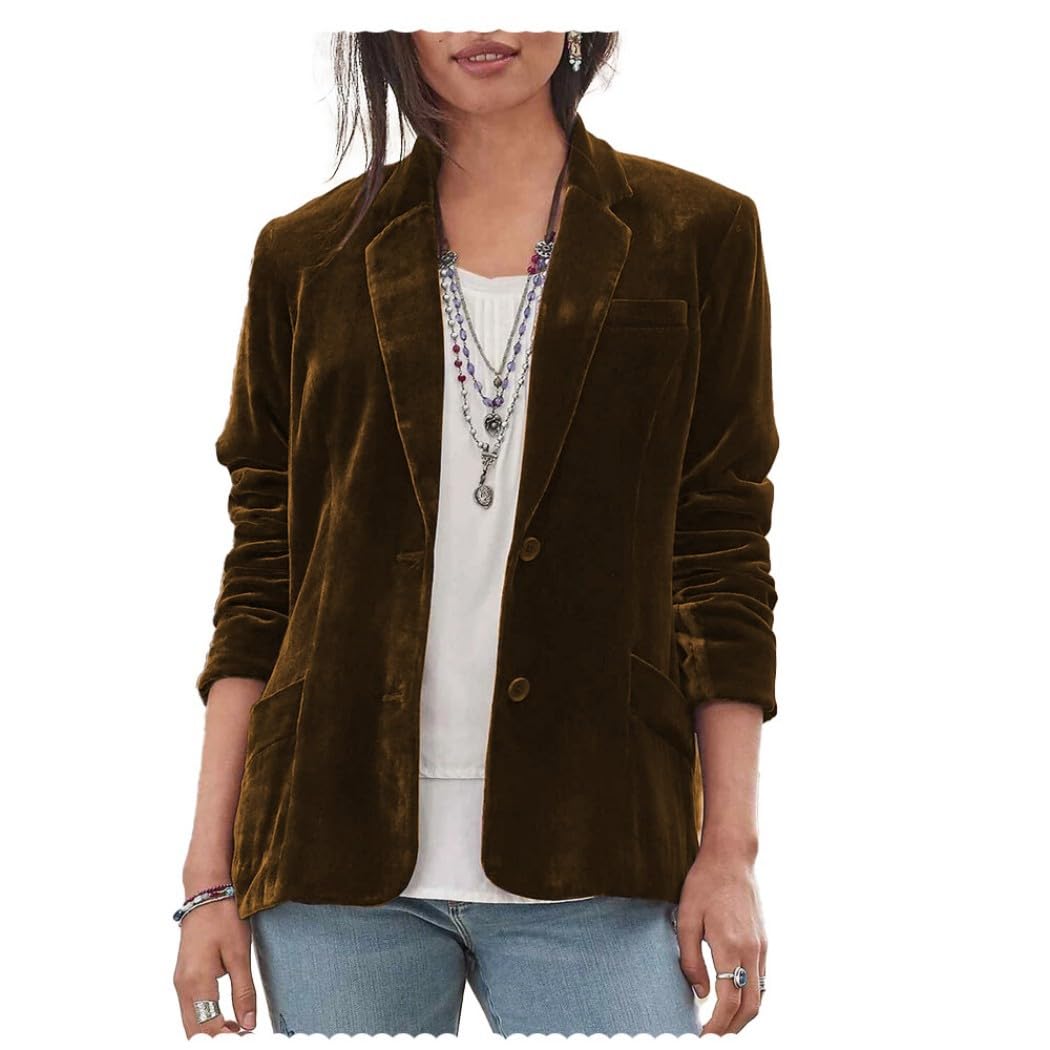 Blazer de bureau en velours pour femme - Blazer à manches longues pour femme - Veste d'hiver