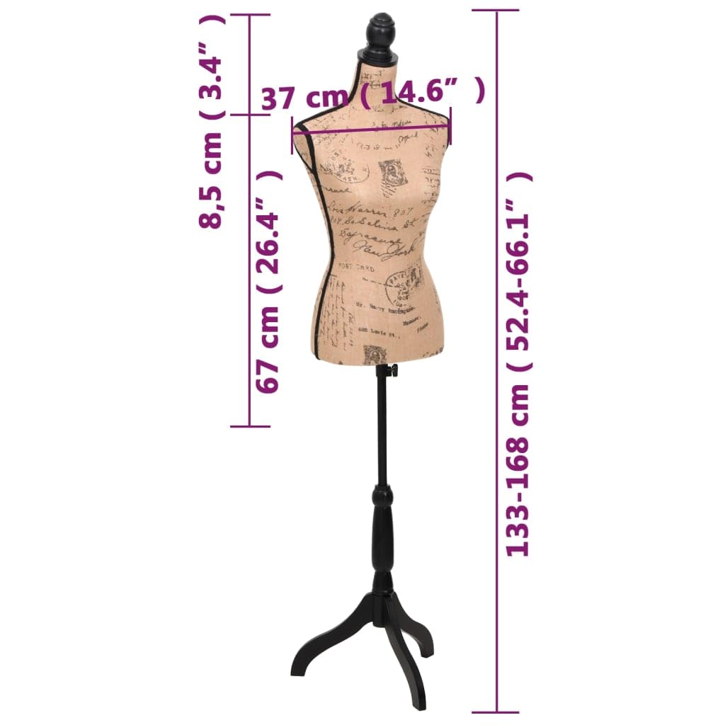 Busto Sartoriale Donna Marrone Nero Manichino in Iuta, Casa e Giardino,Forniture domestiche,Immagazzinamento e organizzazione,Abbigliamento e sistemazione negli armadi,Omini, 3.5kg-30029