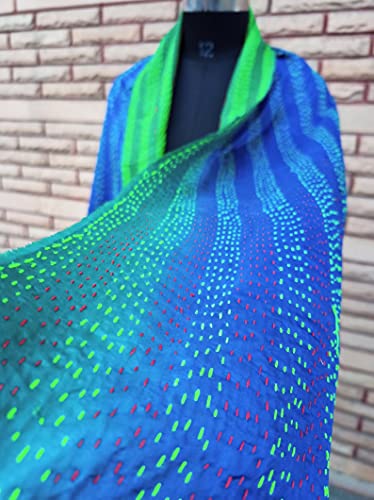 Royal Craft 1 Piece Vintage Silk Kantha Embroidery Scarf Indian Hand Stitched Beautiful Scarves, Assorted, 18X72 Inches4