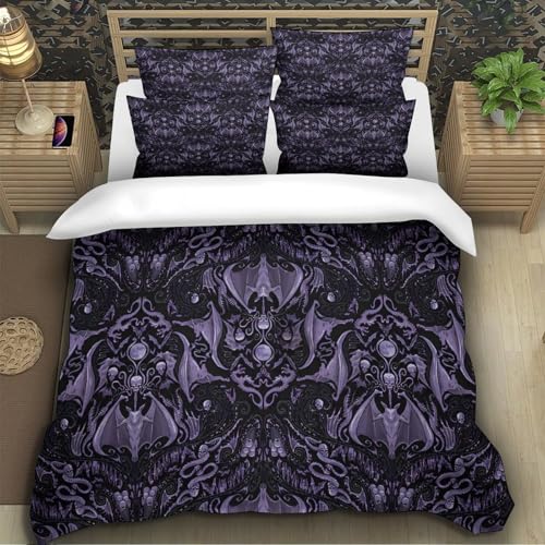 Housse de couette gothique 3D microfibre 200x200cm drap de couette double 3 pièces - 5