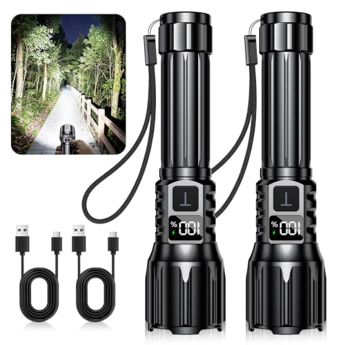 TuyLuxe 2Pack Rechargeable Flashlights, Super Bright High Lumens Flashlight