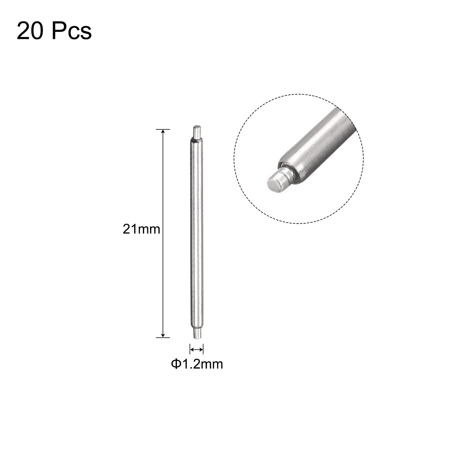 uxcell 20pcs Watch Band Pin 19mm Stainless Steel Spring Bar Pins 1.2mm Dia for Connects The Watch Strap to The Watch Case or Clasp