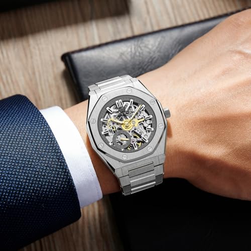 Image of OLEVS Automatic Mens Watch Self Winding Stainless Steel Gold Watch for Men