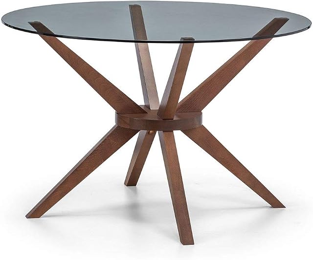 Julian Bowen Chelsea Small Dining Table, Walnut/Glass, 120cm