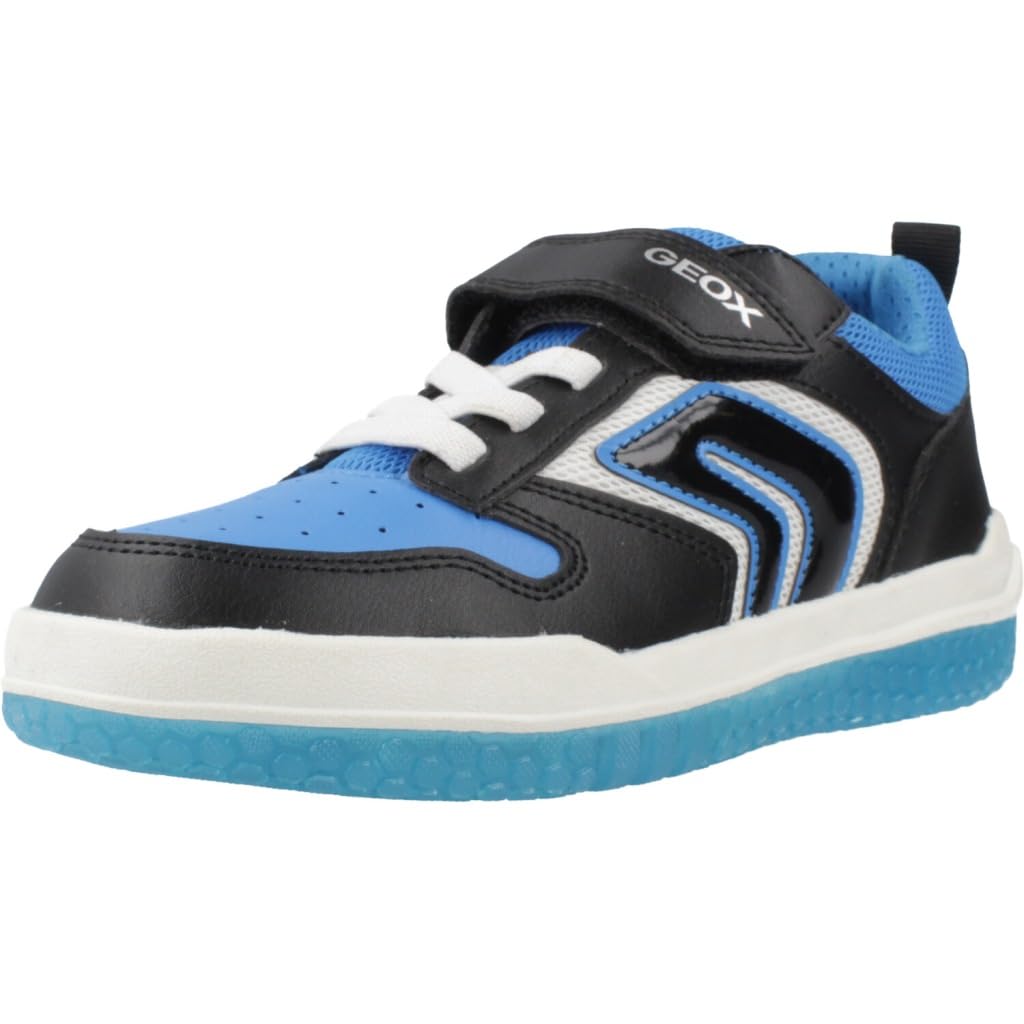 Geox J BUZZERLIGHT BOY B, Boys’ Sneaker, Black/Lt Blue,