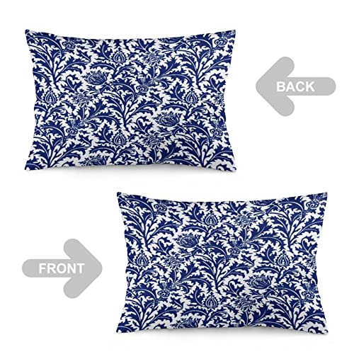 William Morris Thistle Damask, Navy Blue And White Pimpernel-William Morris. Decorative Throw Pillow Covers Cozy Soft Lumbar Pillowcase Rectangular Couch Cushion Cover For Home Decor Sofa Living Room #TOP3
