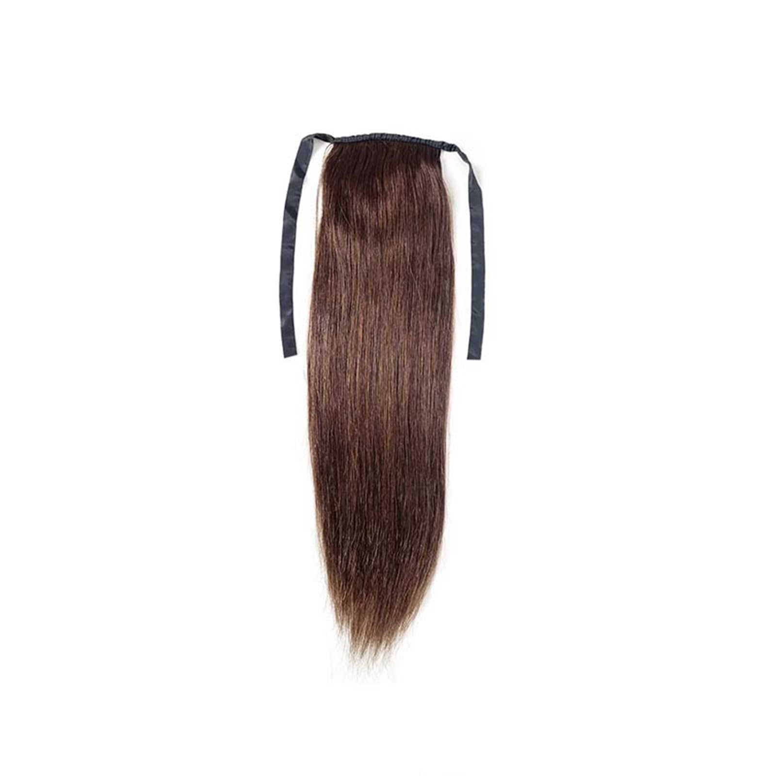Przedłużenie kucyka 100% ludzkich włosów, 50 cm, prosty kucyk, przedłużany kucykiem, dla kobiet Koński ogon(Dark brown)