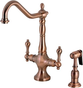 Kingston KS177ALBSAC Single-Hole Kitchen Faucet, Antique Copper