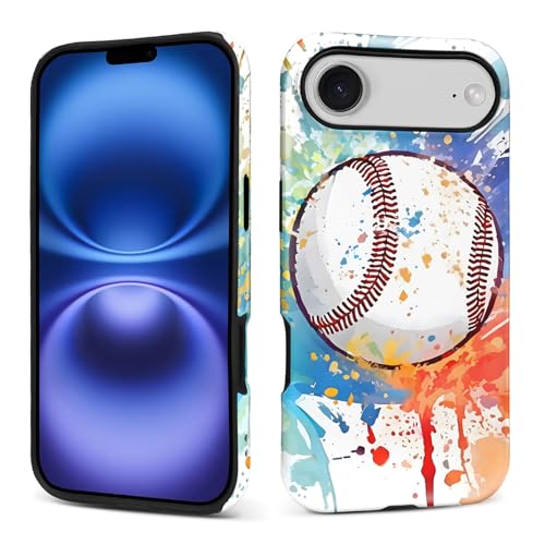 yicomon Compatible with iPhone 17 Air Case, Colorful Baseball Sport Pattern Print Matte Phone Case Durable Fashion Funny Liquid Silicone Case Soft Anti-Scratch Shockproof Protective Cover