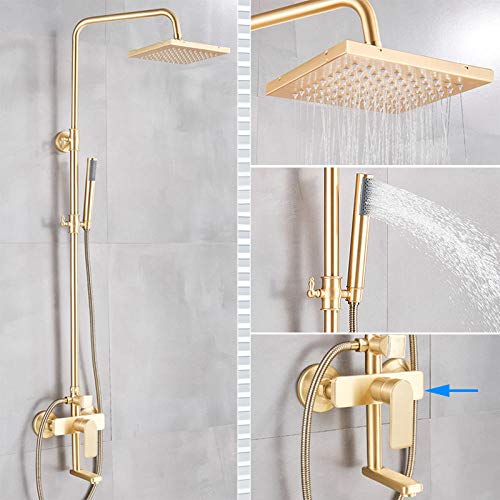 Robinet de douche en or brossé de luxe avec mitigeur et douchette
