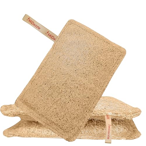 Image of Midazzle 100% Natural Body Scrubber Loofah for Bathing (Rectangle) (Pack of 3)