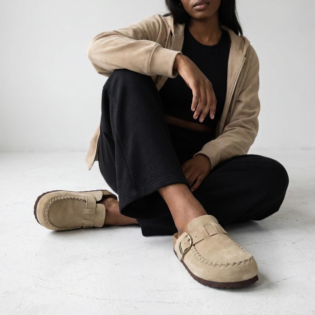 CUSHIONAIRE Canoe Genuine Suede Clogs for Women Footwear with Moc Toe Design – Casual Slip On Womens Shoes - Image 3