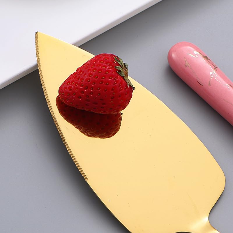 Silverware Flatware Cutlery Set, 2/8/12/16/20/24 Piece Ceramic Handle Stainless Steel Spatula Baking Tools Butter Knife Pizza Cake Spatula Gift Box Set(Pink,16 Piece set for 8)