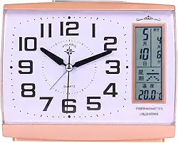 Despertador digital com calendário perpétuo, relógio eletrônico montado em bateria, relógio de parede silencioso com calendário lunar de tela grande para idosos, relógios