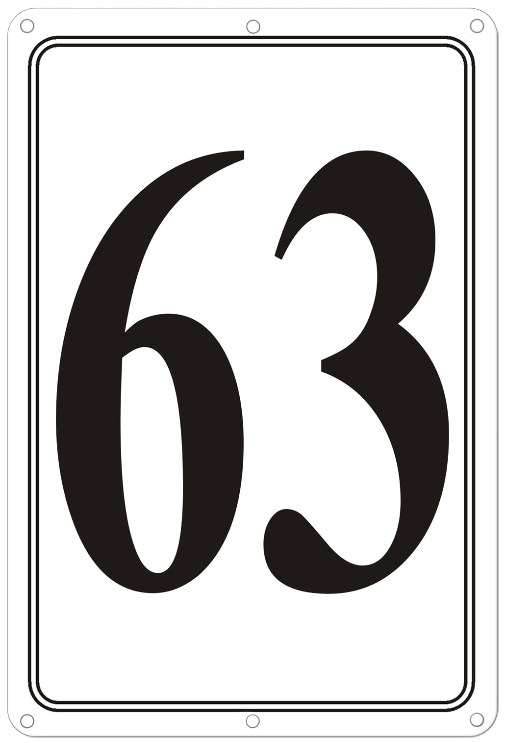 Premium Aluminum Number Signs 63, Metal 12" X 8" Numbered Signs Outdoor for Parking Lots, Floor, Dock, Court, Aisle, Field, High Visibility, No Fade, Weather-resistant