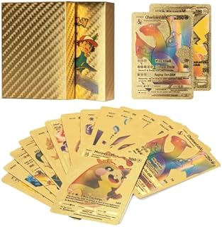 DMDPA 55 Pcs Gold Cards Rare Golden Card Pack Vmax GX Foil TCG Cards Gifts for Kids and Fans Game Collection