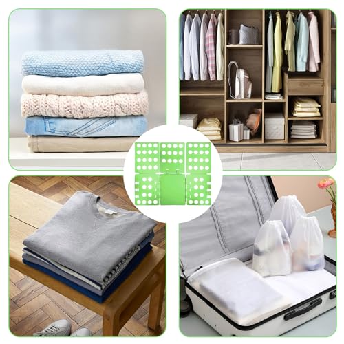 Tabla para Doblar Ropa Camisetas, Camisas, Suéteres y Pantalones – Fácil de Usar, Materiales Resistentes y Diseño Compacto para Optimizar el Espacio – para Niños y Adultos,Verde