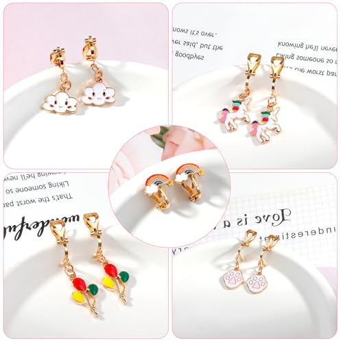 Image of Kids Clip On Earrings for Girls 20 /30 /40 Pairs Hypoallergenic Clip on Earrings for Kids Cute Animal Earrings for Little Girls Jewelry Set Party Favor Gift