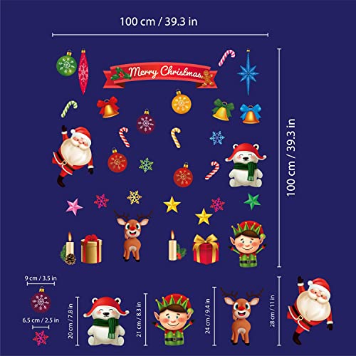 WALPLUS Christmas Window Stickers - Reusable Double-Sided Xmas Window Clings, Removable Holiday Decorations, 59 Pieces - Image 4