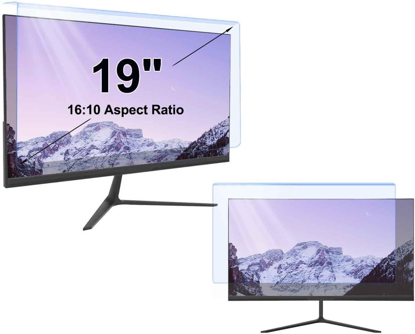 Anti Blue Light Screen Protector for 19 inch, Blocking Glare Computer Screen Cover for 16:10 Widescreen Monitor, Hanging Block Filter Panel for Eye Protection