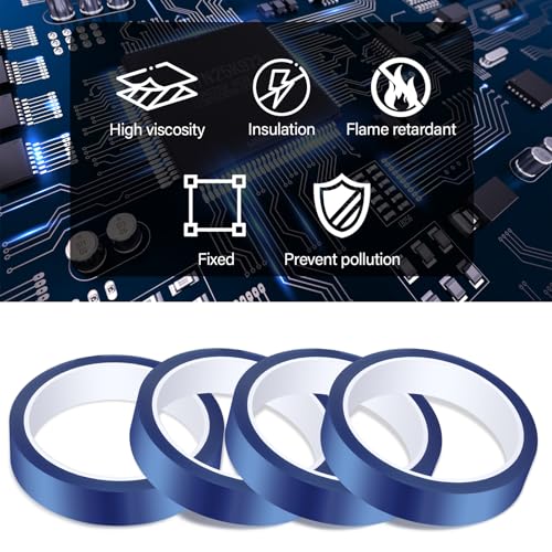 Luziyun Hitzebeständiges Klebeband 4 Rollen 20mm × 33m Blaues Wärmeband Keine Rückstände Thermo Klebeband für DIY Handwerk Elektronische Leiterplatten ärmeübertragung Vinyl