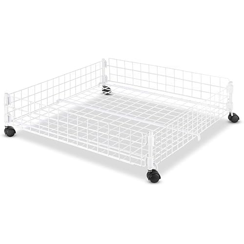 Whitmor Rolling White Wire Underbed Cart