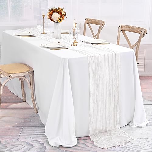 20 Pack White Table Runner 10Ft Cheesecloth Table Runner Boho Gauze Table Runners Romantic Long Sheer Fabric Cheese Cloth Table Runners for Wedding Party Bridal Shower(White) by ABKLESACH - Used condition - Image 7