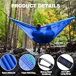 Camping Hammock Double Lightweight Nylon Hammock with Tree Straps, 2 Person Portable Swing for Outdoors, Backpacking, Travel, Garden, Breathable & Quick Drying Parachute, 300 x 200 cm, Blue